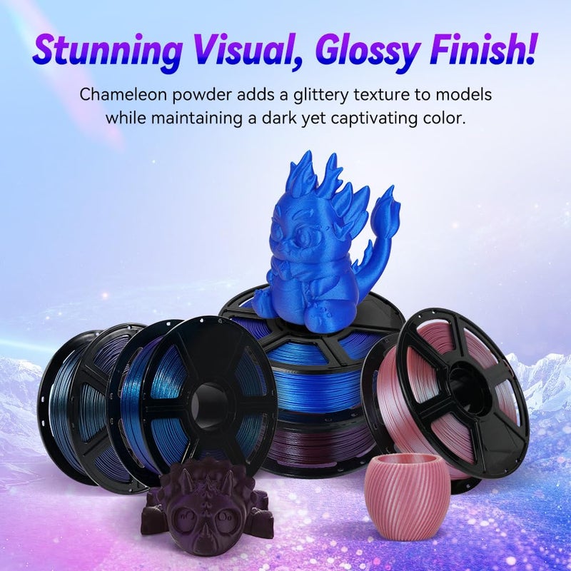 FLASHFORGE PETG Filament 1.75mm, Chameleon Color Shift 3D Printer Filament, Changes Color with Light and Angles, 1KG Spool (2.2lbs), Dimensional AccuracyÂ±0.02 mm, Premium PETG Filament(Burnt Titanium) - Image 2