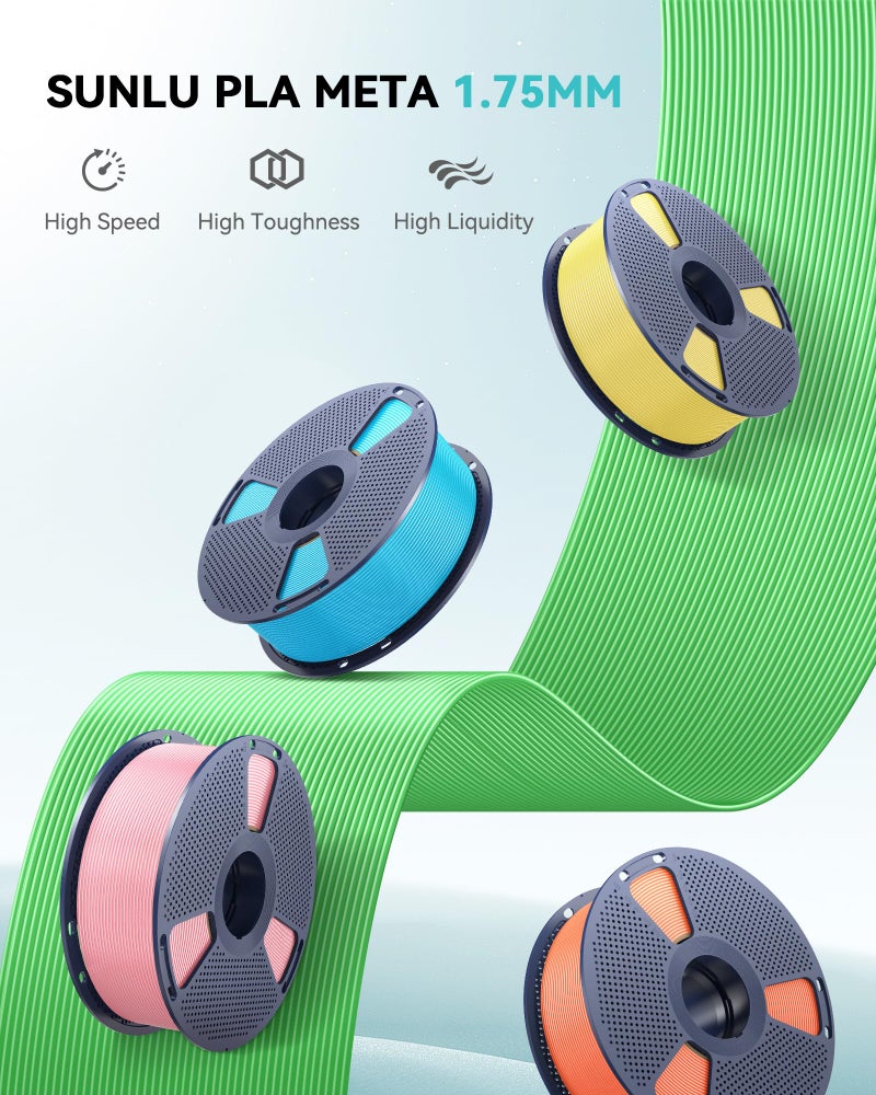 SUNLU High Speed PLA Meta Filament, 1KG PLA 3D Printer Filament 1.75mm, Tougher Neatly Wound 3D Filament, Dimensional Accuracy +/- 0.02 mm, Fits for Most FDM 3D Printers, 1KG Spool(2.2lbs), Black - Image 2