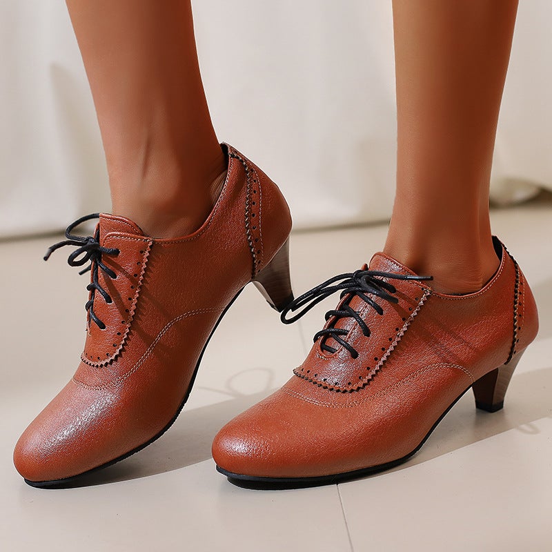 Spring 2025 Supply Fashion High-Heeled Burned Flowers 32-43 Size Lace-Up Brock Women'S Shoes Tide - Image 3