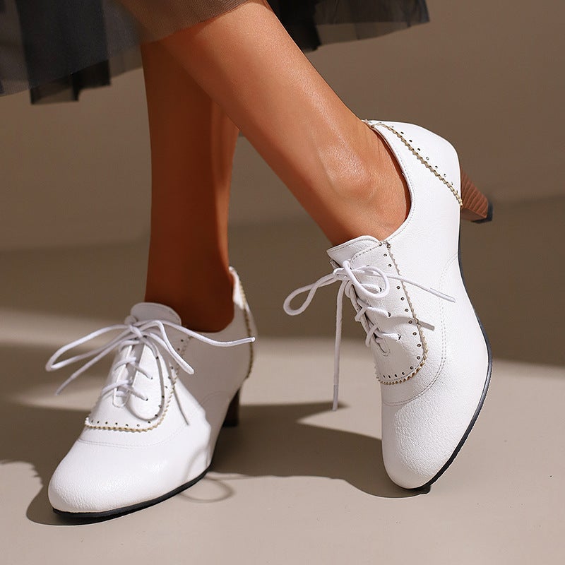 Spring 2025 Supply Fashion High-Heeled Burned Flowers 32-43 Size Lace-Up Brock Women'S Shoes Tide - Image 2