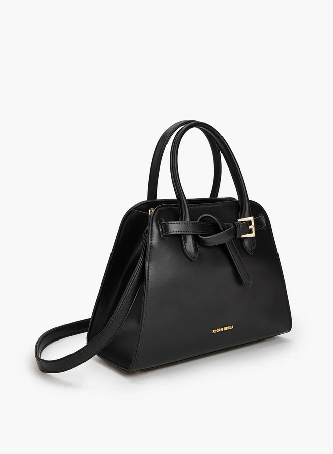 Flora Bella By Shoexpress Solid Tote Bag with Detachable Strap and Zip Closure