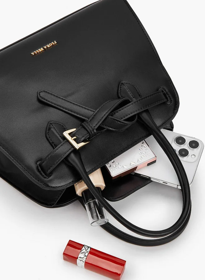 Flora Bella By Shoexpress Solid Tote Bag with Detachable Strap and Zip Closure