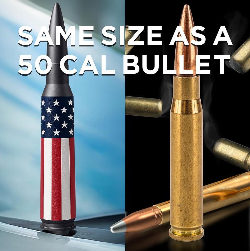EcoAuto Bullet Antenna Replacement for Dodge Ram & Ford F150 F250 F350 Super Duty Ford Raptor Bronco Trucks - Anti-Theft Design - Radio Antenna for Truck 1990 - Current (American Flag) Multi-goal comprehensive design - Image 4