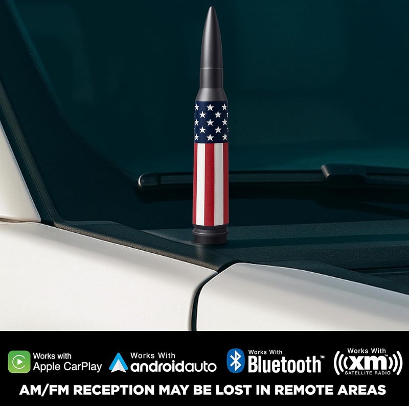 EcoAuto Bullet Antenna Replacement for Dodge Ram & Ford F150 F250 F350 Super Duty Ford Raptor Bronco Trucks - Anti-Theft Design - Radio Antenna for Truck 1990 - Current (American Flag) Multi-goal comprehensive design - Image 3
