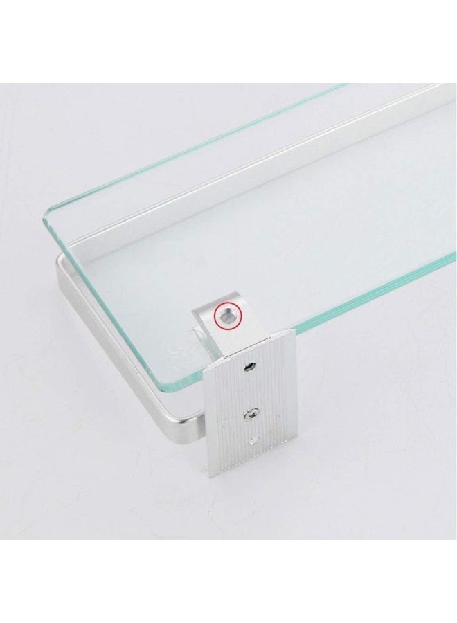 Clear Glass Wall Shelf with Aluminum Barrier, Bathroom Storage Shelf, Screw Installation - Image 2
