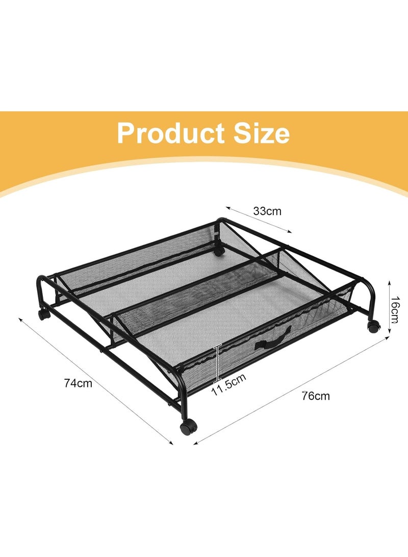 BLOOMING TIME Space-Saving Under-Bed Shoe Rack with 360° Swivel Wheels - Durable Metal Organizer for Easy Shoe Storage and Organization, Multi-Purpose Sliding Design for Bedroom, Dorm, Home, Shoe Storage Organizer - Image 2