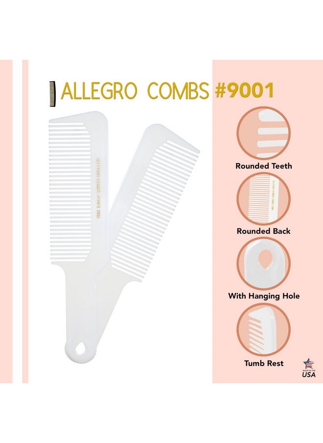 Allegro Combs Allegro Combs 9001 Hair Combs Flat Top Clipper Blending Fading Combs Cutting Barber Flattop Thinning Hair Combs Hairstylist Flexible For Women Men Shampoo Usa 2 Pc. (White)  - Image 3