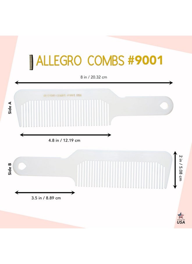 Allegro Combs Allegro Combs 9001 Hair Combs Flat Top Clipper Blending Fading Combs Cutting Barber Flattop Thinning Hair Combs Hairstylist Flexible For Women Men Shampoo Usa 2 Pc. (White)  - Image 2