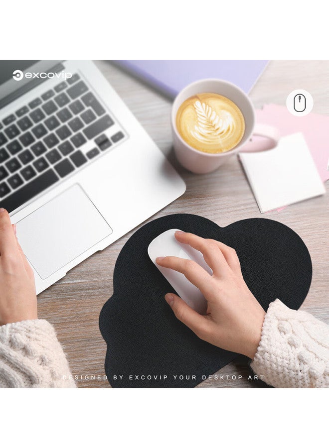Exco Cloud Leather Mouse Pad, Small Cute Waterproof Leather Desk Mat, Small Mouse Pad For Computer Office Use, Portable, Suitable For Men And Women, Black, 0505 - Image 2