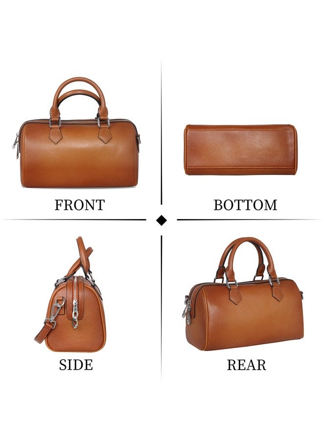 HESHE HESHE Leather Top Handle Bags for Women Leather Purses Tote Bag Satchel Handbags Shoulder Bag Designer Crossbody Bags (Sorrel)  - Image 4