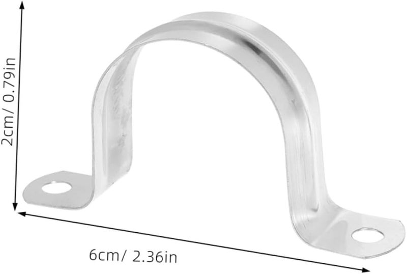 20pcs Stainless Steel U Tube Strap Clamps Pipe Support Brackets U Shaped Pipe Wall Strap for Water and Drainage System Tube Fixing Industrial Use - Image 2