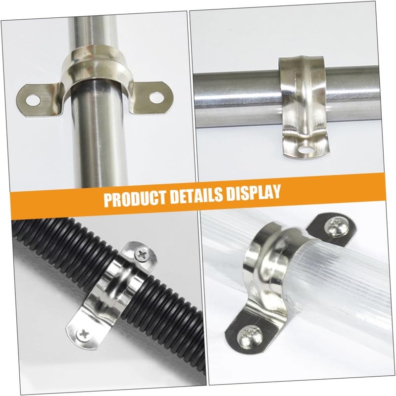 20pcs Stainless Steel U Tube Strap Clamps Pipe Support Brackets U Shaped Pipe Wall Strap for Water and Drainage System Tube Fixing Industrial Use - Image 3
