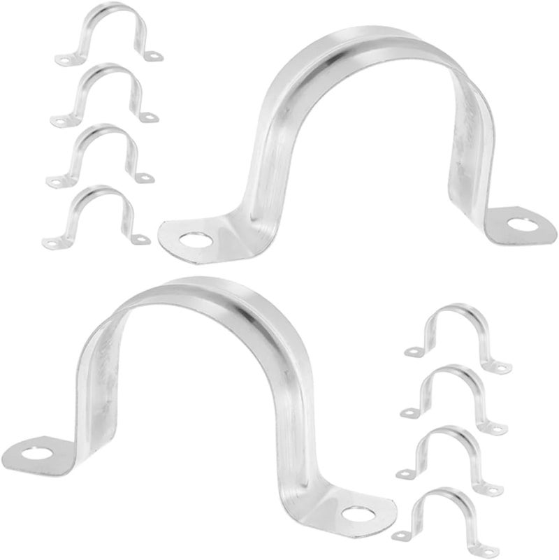 20pcs Stainless Steel U Tube Strap Clamps Pipe Support Brackets U Shaped Pipe Wall Strap for Water and Drainage System Tube Fixing Industrial Use - Image 1