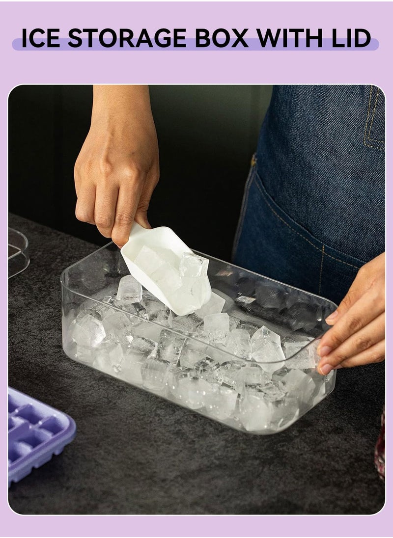 LEOKOR - Ice Cube Tray with Lid and Storage Box, One Click Easy Release 64 Small Nugget Ice, 2 Tray Ice Cube Molds with Container and Scoop - Image 1