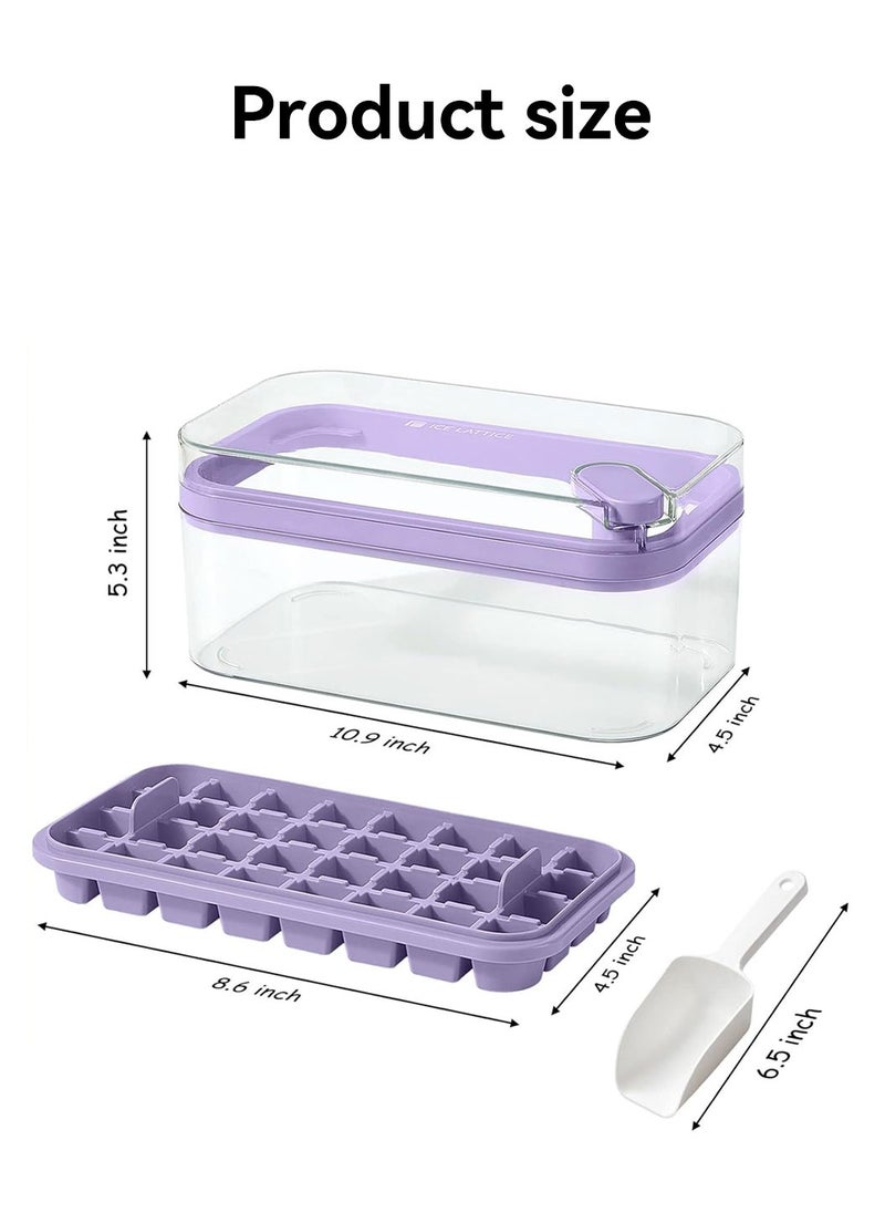 LEOKOR - Ice Cube Tray with Lid and Storage Box, One Click Easy Release 64 Small Nugget Ice, 2 Tray Ice Cube Molds with Container and Scoop - Image 1
