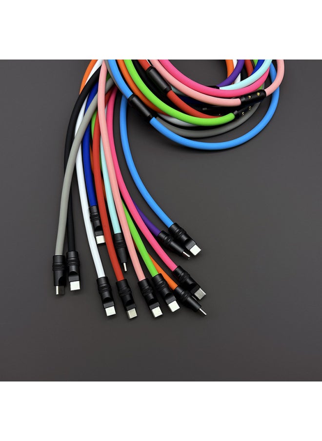 Generic - Color Matching Super Soft Silicone Data Cable For Apple For Iphone15 For Huawei For Xiaomi Mobile Phone Super Fast Charging-Color:3 M USB To For Iphone 12W-Model:Pink Black Shell Slider - Image 1
