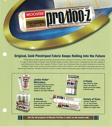 Wooster 9" x 1/2" Nap Wooster RR643 Pro/Doo-Z Woven Roller Cover, for Semi-Rough Surfaces, Walls and Ceilings - Image 5