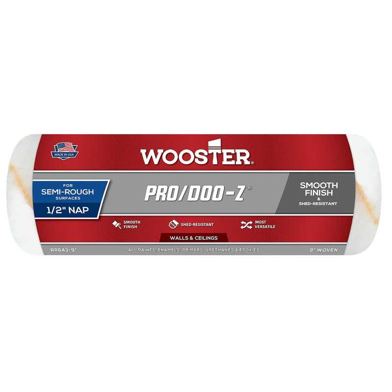 Wooster 9" x 1/2" Nap Wooster RR643 Pro/Doo-Z Woven Roller Cover, for Semi-Rough Surfaces, Walls and Ceilings - Image 2