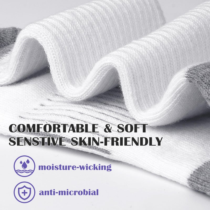 Gonii White Women Socks Hiking Running Thick Cushion Athletic Crew Socks 5-Pair (White) - Image 5