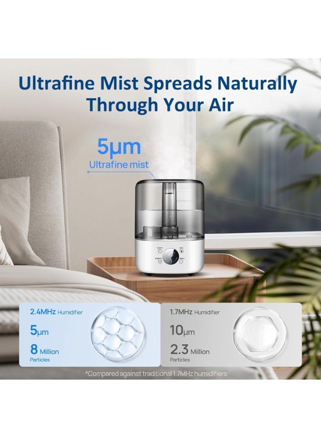 ALLESM Cool Mist Humidifier for Large Room, Quiet Ultrasonic Air Humidifier with 5L Top Fill, Auto Shut Off, Essential Oil Diffuser, Filterless, BPA Free, Sleep Mode for Baby, Bedroom, Plant, Office, Home - Image 2