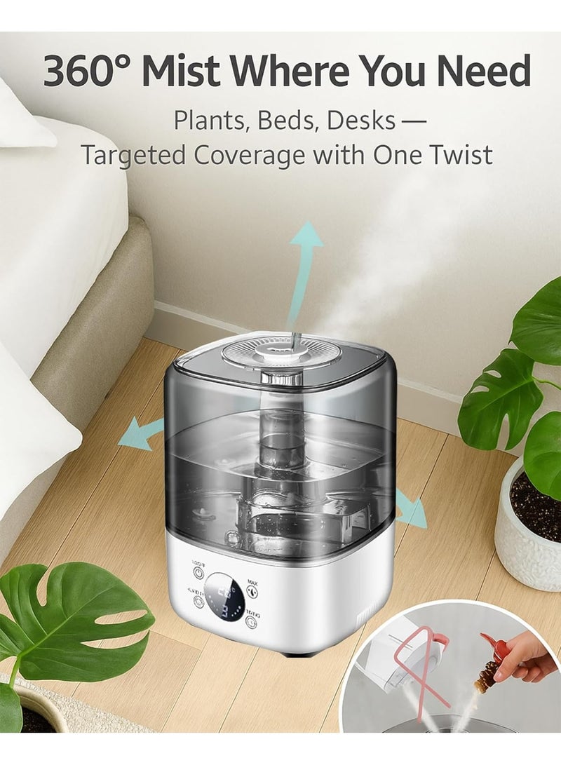 ALLESM Cool Mist Humidifier for Large Room, Quiet Ultrasonic Air Humidifier with 5L Top Fill, Auto Shut Off, Essential Oil Diffuser, Filterless, BPA Free, Sleep Mode for Baby, Bedroom, Plant, Office, Home - Image 3