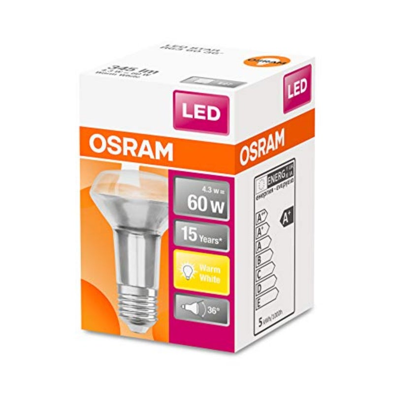 مصباح عاكس LED/قاعدة: E27/ أبيض دافئ/ 2700 ك/ 4.30 وات/ بديل للمصباح العاكس 60 وات/ LED STAR R63 [فئة كفاءة الطاقة A+]/ حزمة من 10 - Image 3