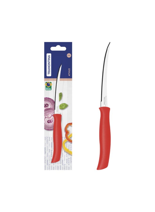 TRAMONTINA Tramontina Serrated Tomato Knife with Handle, 5-Inch Length, Red  - Image 1