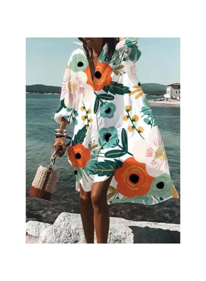 Summer Women's New European And American Fashion Temperament Printed Large Size Shirt Dress For Women