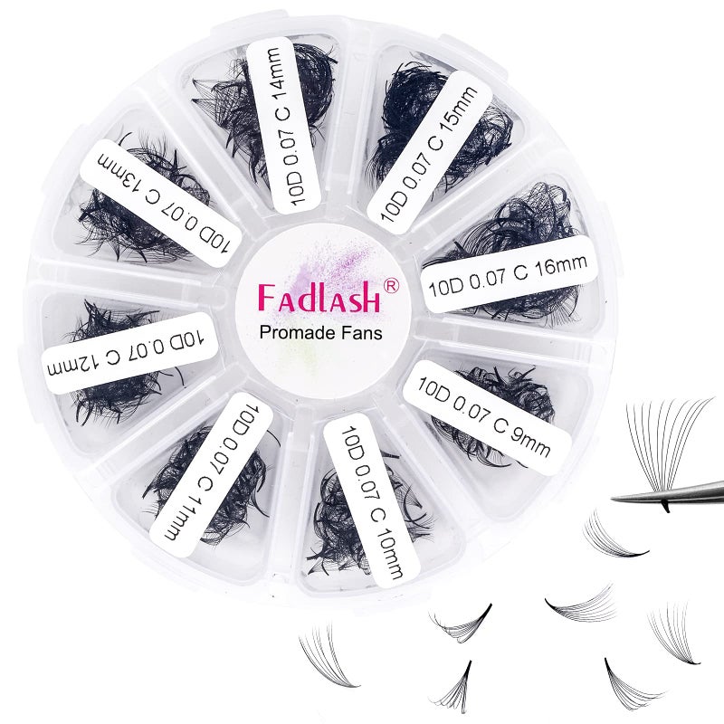 Volume Lash Extensions Mixed Tray 1000 Premade Fans 10D Loose Promade Fans Pointy Base Premade Fans Eyelash Extensions Handmade Premade Lash Fans 10D007C916mm