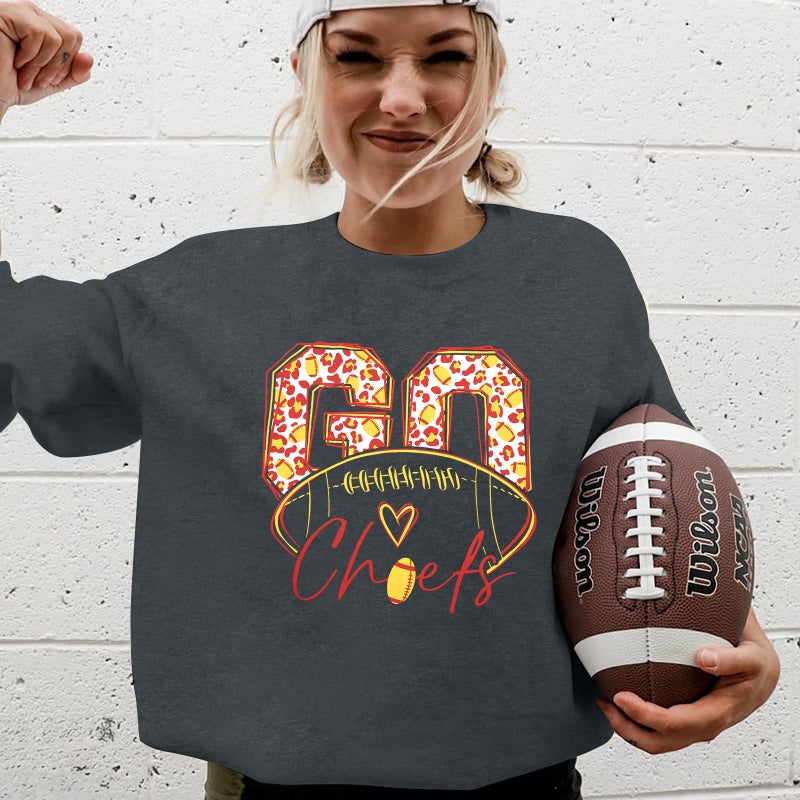 LUKYCILD Game Day Sweatshirt Football Shirt: Women Sunday Funday Football Season Long Sleeve Shirt Soccer Fans Pullover Deep Gray - Image 5