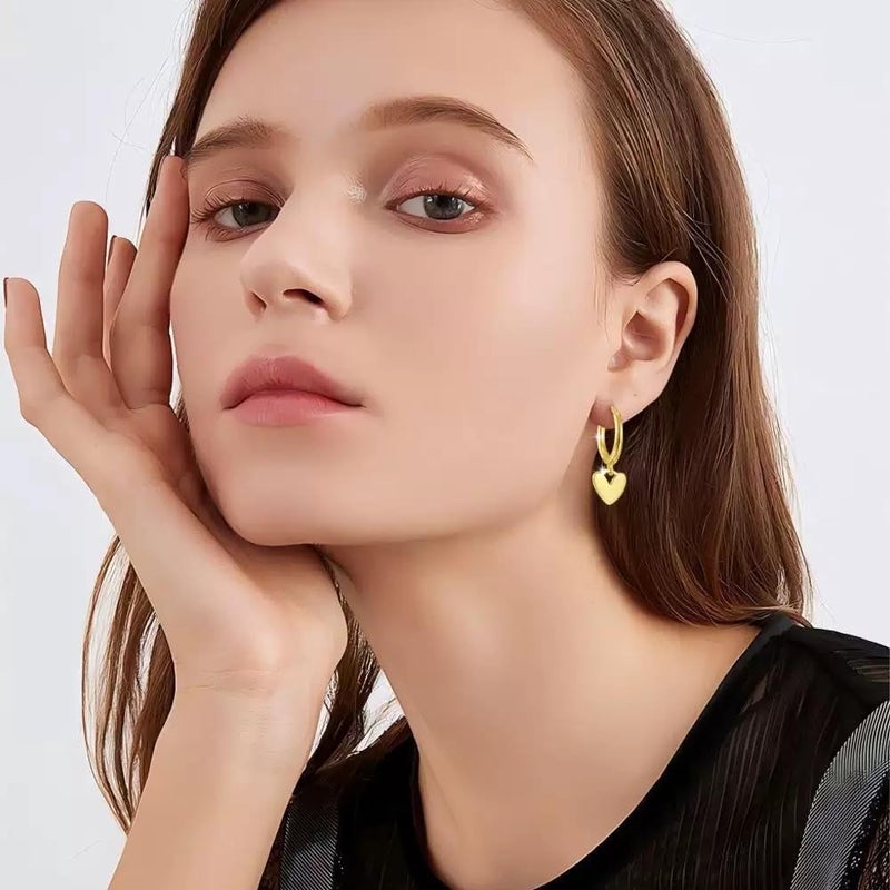 إيروريكس أقراط ذهبية متدلية على شكل قلب، مجوهرات أنيقة وعصرية للنساء - Image 5