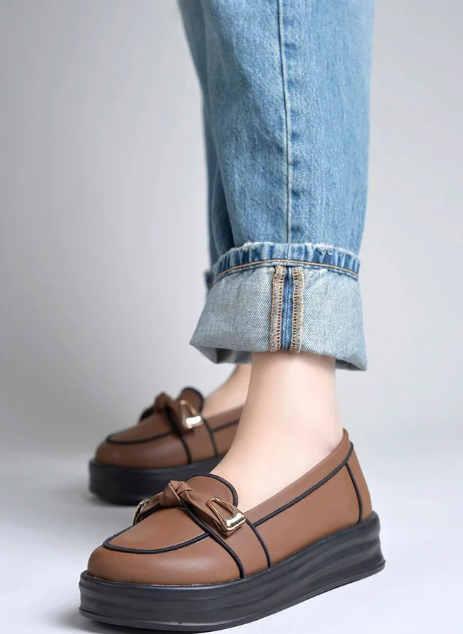 Shoetopia Shoetopia Women Loafers with Chunky Sole and Bows