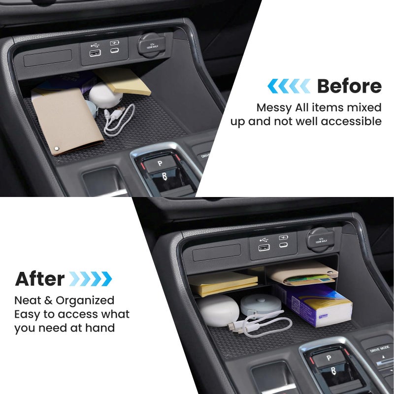 Drytuns 2pcs Center Console Organizer Armrest Tray Insert Storage Box for Honda CRV 2023-2026, Center Console Organizer Combo for 2023+ CR-V Hybrid Accessories, ABS Plastic, Black - Image 2