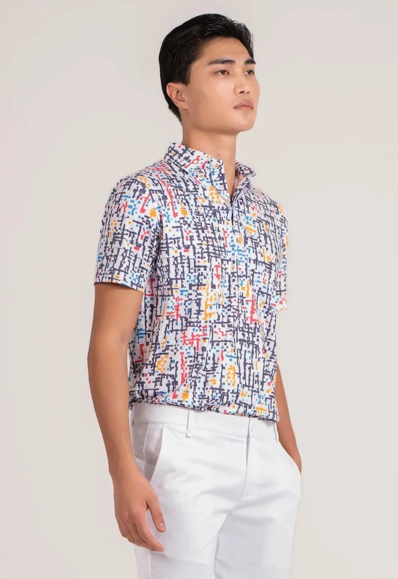 EGL EGL Men's Golf Polo T-Shirt - Graffiti Style - Short Sleeve - Athletic Fit