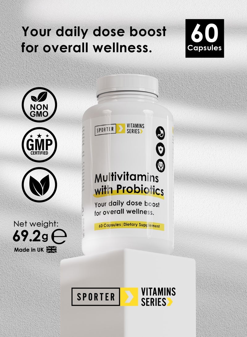 Sporter Multivitamins with Probiotics – 60 Capsules | 23 Essential Vitamins & Minerals | With L. Acidophilus | Supports Immunity, Energy & Digestion | Vegetarian-Friendly - Image 4