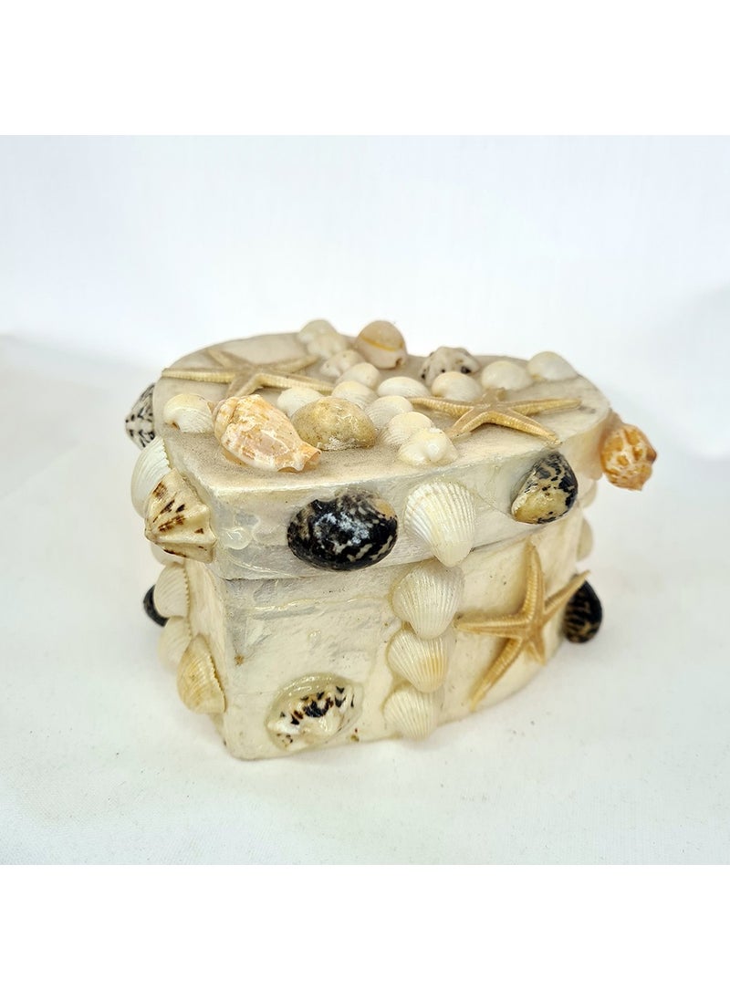 evinizdeki okyanus esintisi turkuaz hediyelik Ocean breeze turquoise gift for your home Medium Mother of Pearl Heart-Mixed Shell Box  - Image 1