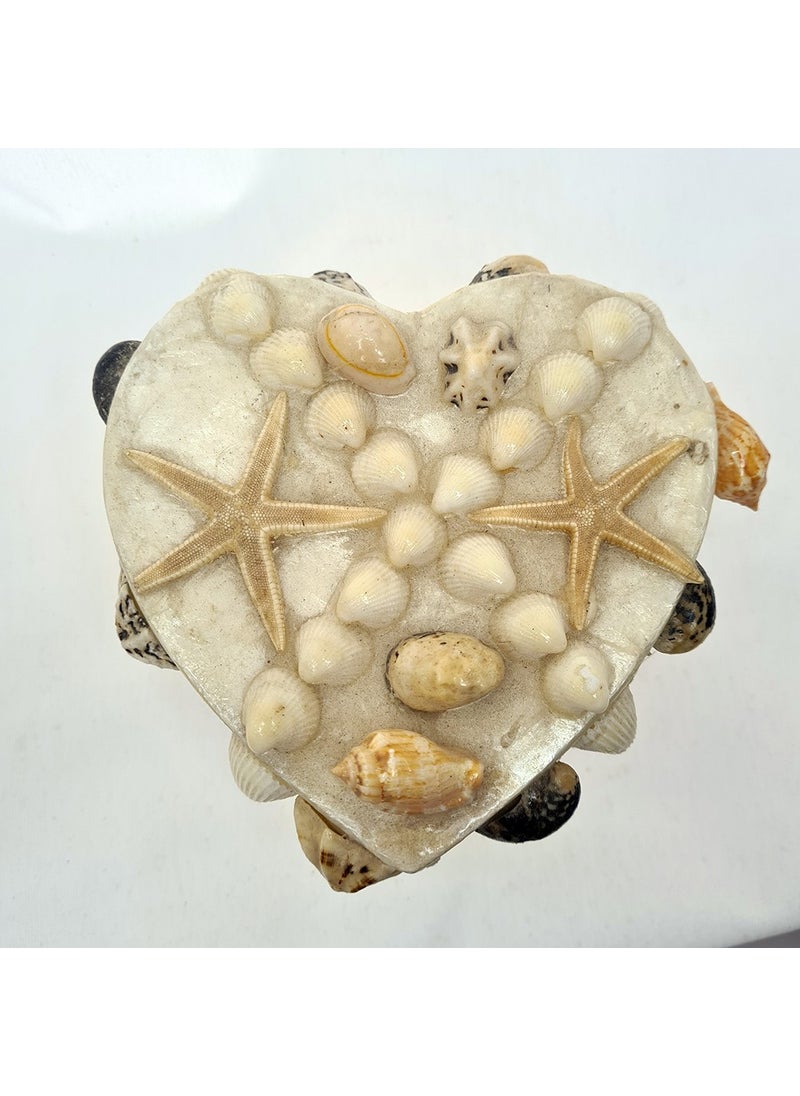 evinizdeki okyanus esintisi turkuaz hediyelik Ocean breeze turquoise gift for your home Medium Mother of Pearl Heart-Mixed Shell Box  - Image 2