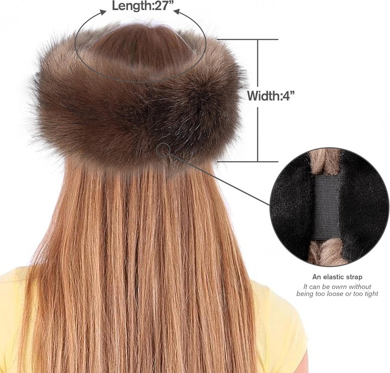 Dikoaina Womens Faux Fur Headband Winter Earwarmer Earmuff Ski - Image 5