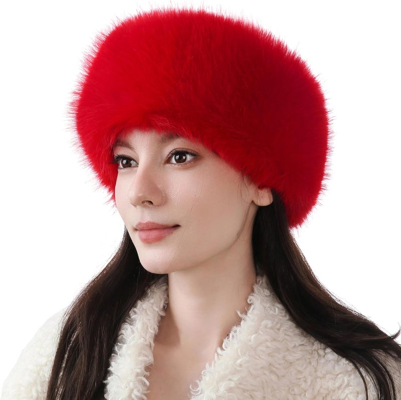 Dikoaina Womens Faux Fur Headband Winter Earwarmer Earmuff Ski - Image 1