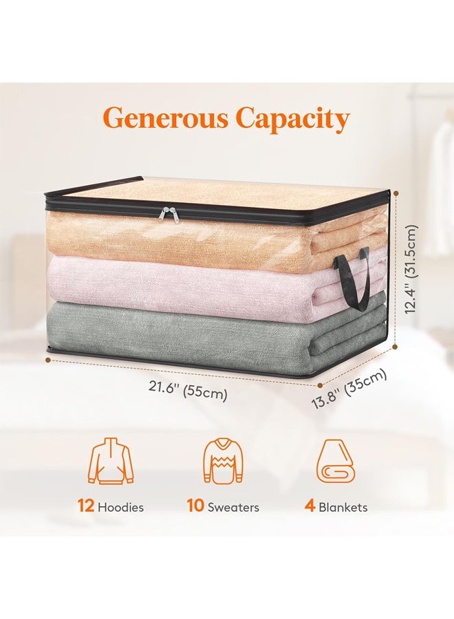 DUNISO 3 Pack Moving Bags，Storage Bags with Zippers & Handles, Foldable Heavy-Duty Tote，Space Saving,Waterproof, Moisture-proof, Sturdy and Durable，for Bedding, Duvet, Comforter，Pillow，Toys，55*35*31.5cm，Clear  - Image 4