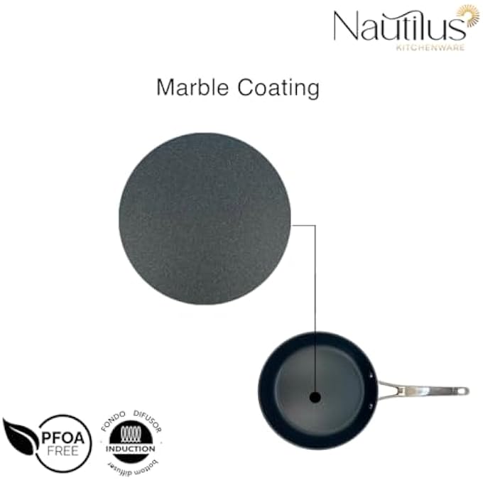 Nautilus Kitchenware Frypan 22Cm Forged Aluminium Marble Non Stick Coating Frying Pan Pfoa Free Dishwasher Safe Skillet Steel Handle Cookware  BlackSteel - Image 4