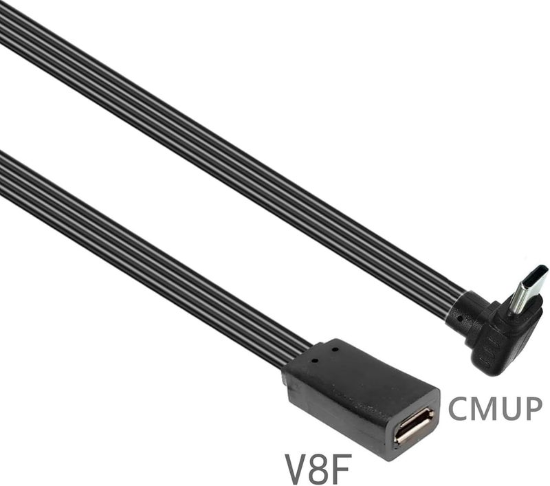 Strong 90 Degree Angled Small USB to Type C Adapters Cable Flexible Flat Designs for Gaming Devices & Electronics Silicone Flat Charging Cable Small USB Female to Type C Male - Image 5