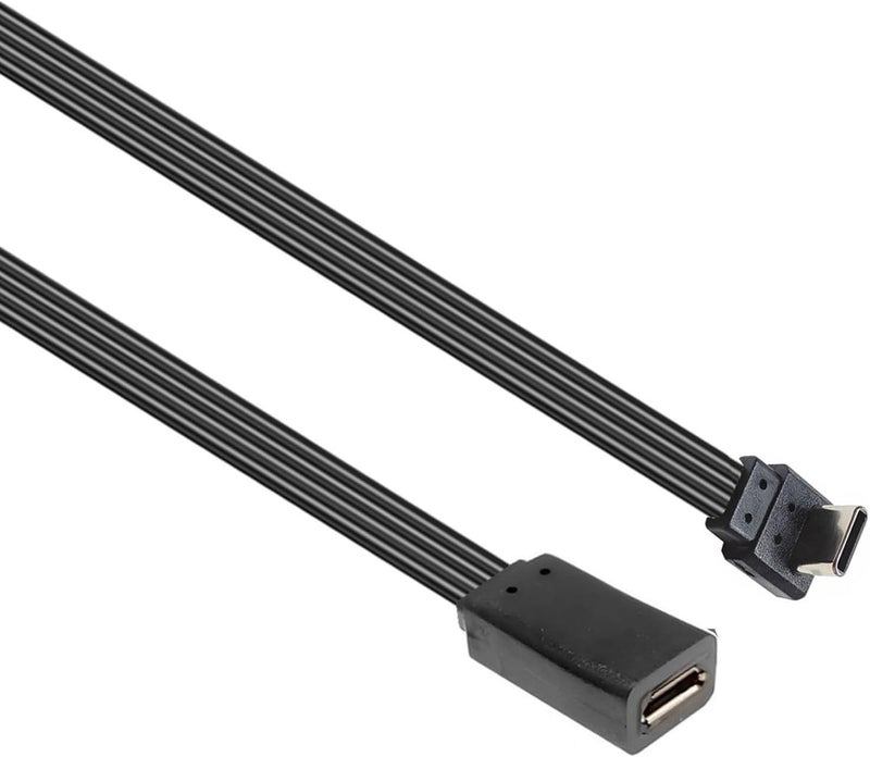 Strong 90 Degree Angled Small USB to Type C Adapters Cable Flexible Flat Designs for Gaming Devices & Electronics Silicone Flat Charging Cable Small USB Female to Type C Male - Image 1