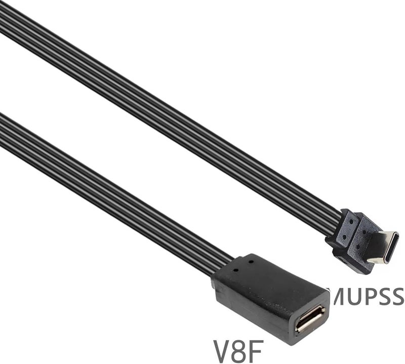 Strong 90 Degree Angled Small USB to Type C Adapters Cable Flexible Flat Designs for Gaming Devices & Electronics Silicone Flat Charging Cable Small USB Female to Type C Male - Image 2