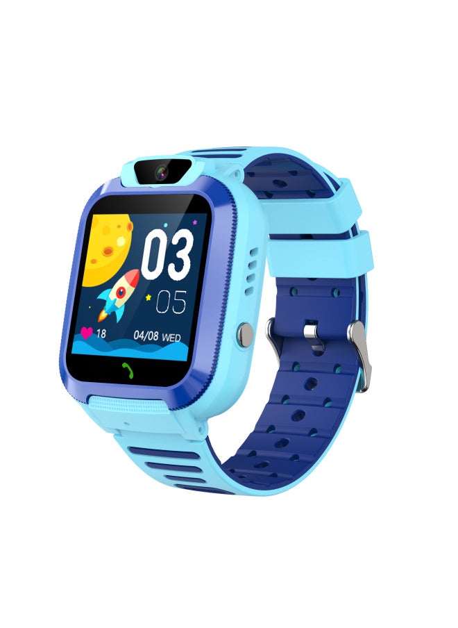 Generic English Q12 19 Multi-language Children's Phone Watch Smart Watch-Color:Q12b Specially Designed For 2g Multi-language Watermelon Peel Background Blue Powder  - Image 5