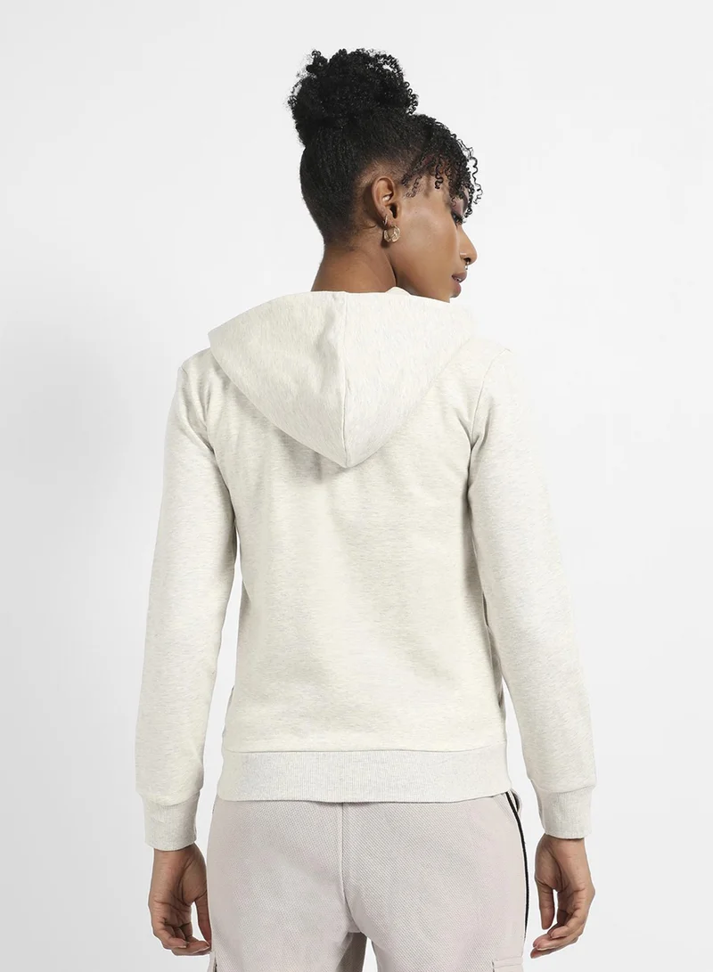 Pinacolada  Women's Off-White Asymetrical Heathered Hoodie for Women | Best Price UAE