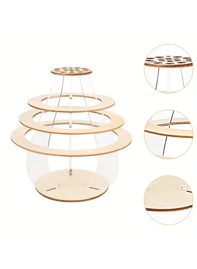 Variant Color Handcrafted Wooden Patchwork Vase Vintage Floral Arrangement Home Decor - Image 5