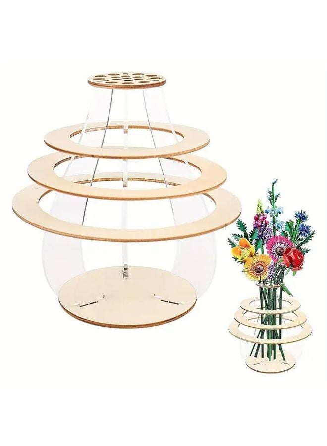 Variant Color Handcrafted Wooden Patchwork Vase Vintage Floral Arrangement Home Decor - Image 3