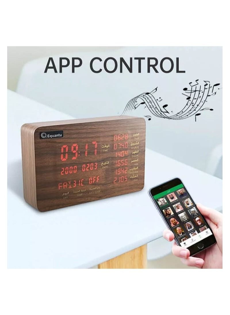 Equantu - Equantu SQ-600 Wooden Quran Speaker / Azan Clock With 16 Reciters and 16 Translations, Remote/Bluetooth/Phone Application Control/8GB - Image 1