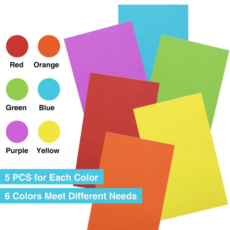 Poever 30 Pcs Party Favor Bags - 6 Colors Small Gift Bags 5X2.95X9.45 Colorful Treat Rainbow Kraft Paper For Birthday Party Wedding Craft Activities - Image 4